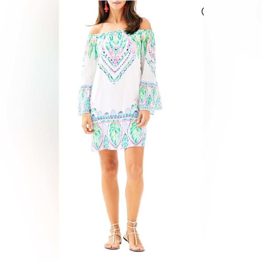 HTF Lilly Pulitzer Nevie Off-the-Shoulder Dress size L